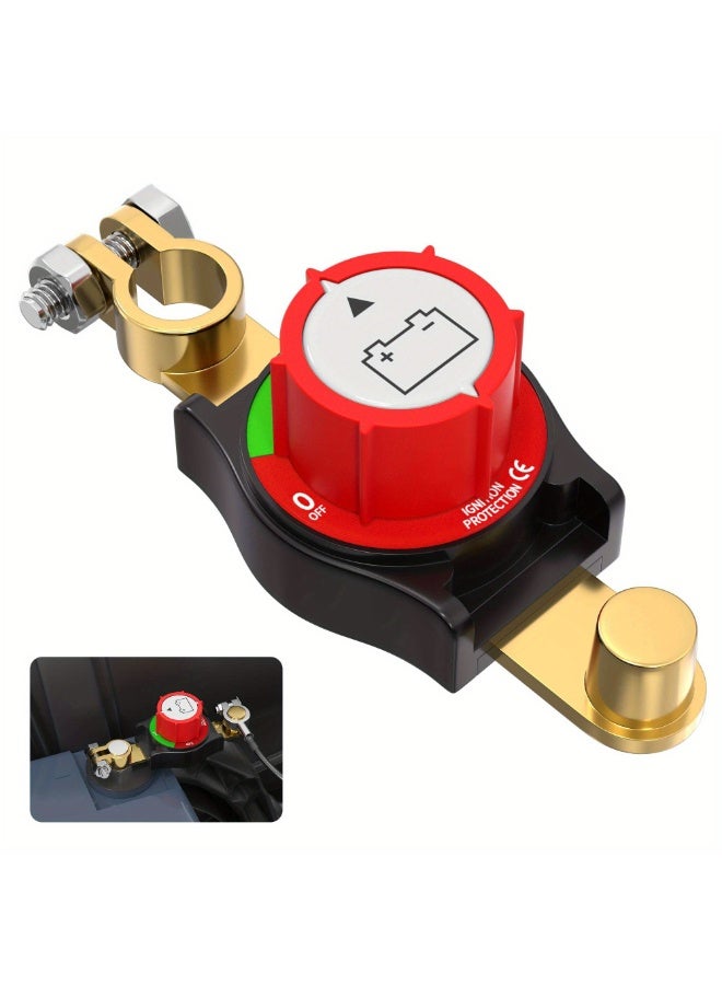 Negative Battery Quick Disconnect, 12V-48V Heavy Duty Top Post Terminal Switch 300A High Current On-Off Kill Switch Power Cut Master Isolator for Car Vehicle RV ATV Boat Marine Trailer - Image 1